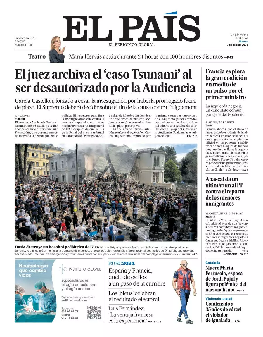 Prima-pagina-el-pais-edizione-di-oggi-09-07-2024