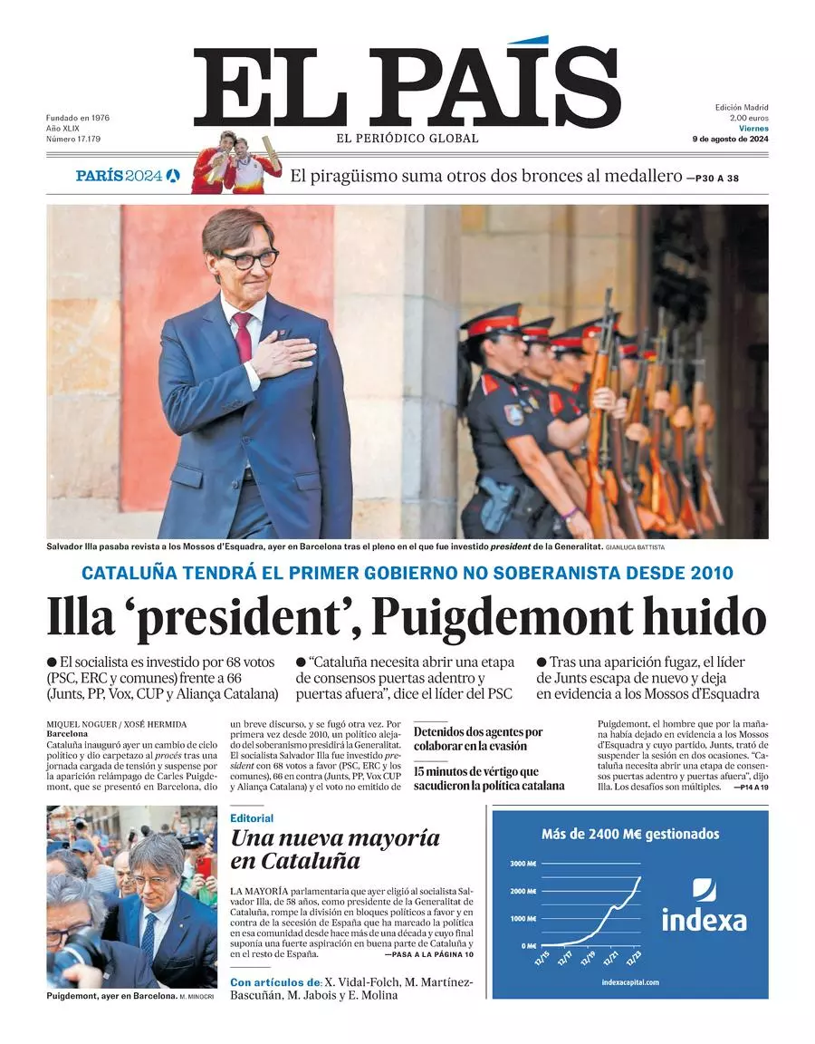 Prima-pagina-el-pais-edizione-di-oggi-09-08-2024