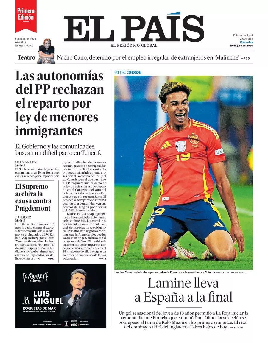 Prima-pagina-el-pais-edizione-di-oggi-10-07-2024