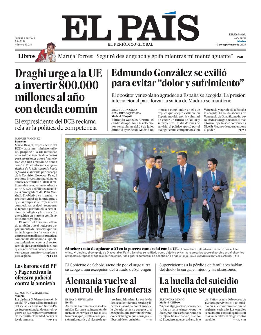 Prima-pagina-el-pais-edizione-di-oggi-Array