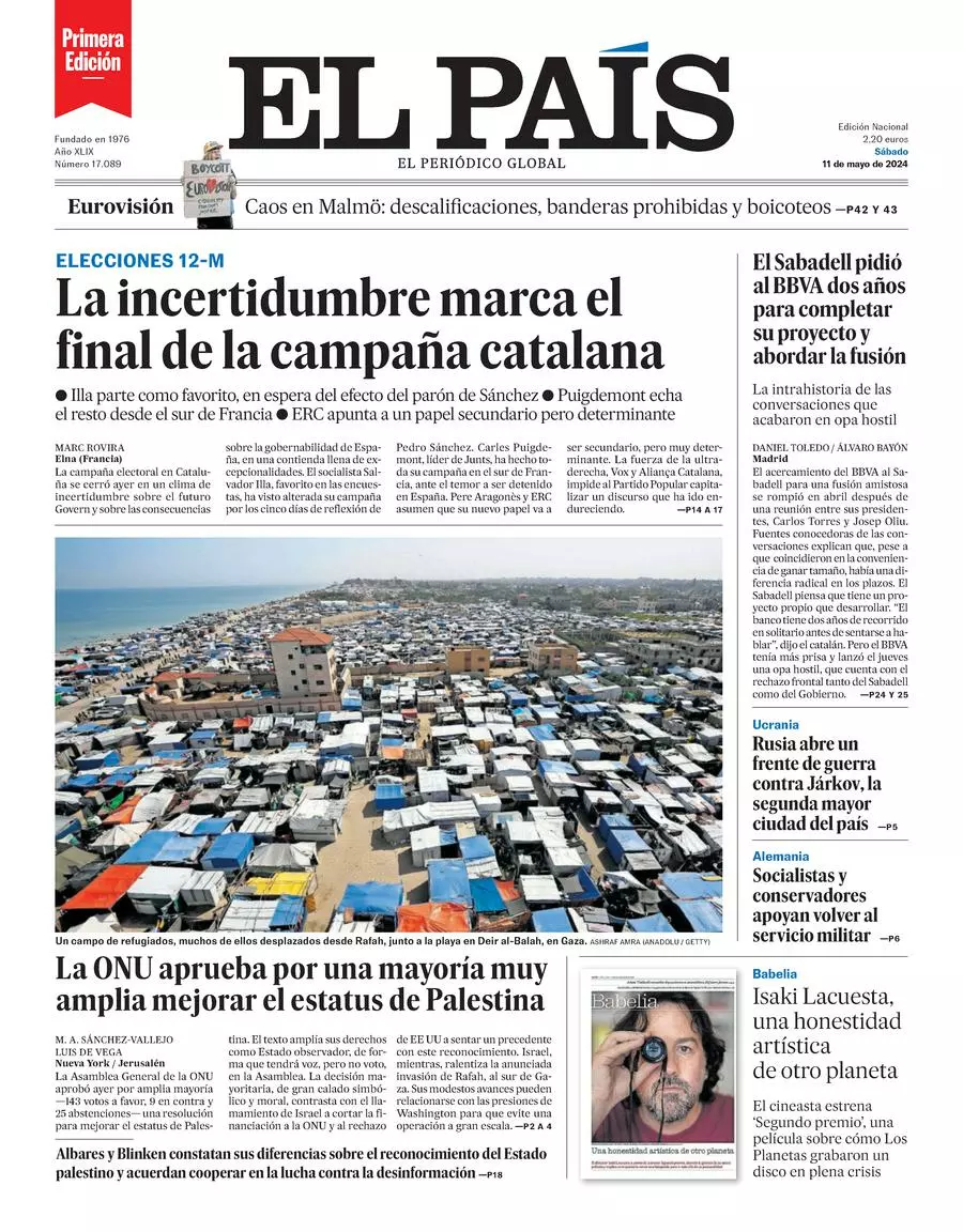 Prima-pagina-el-pais-edizione-di-oggi-11-05-2024