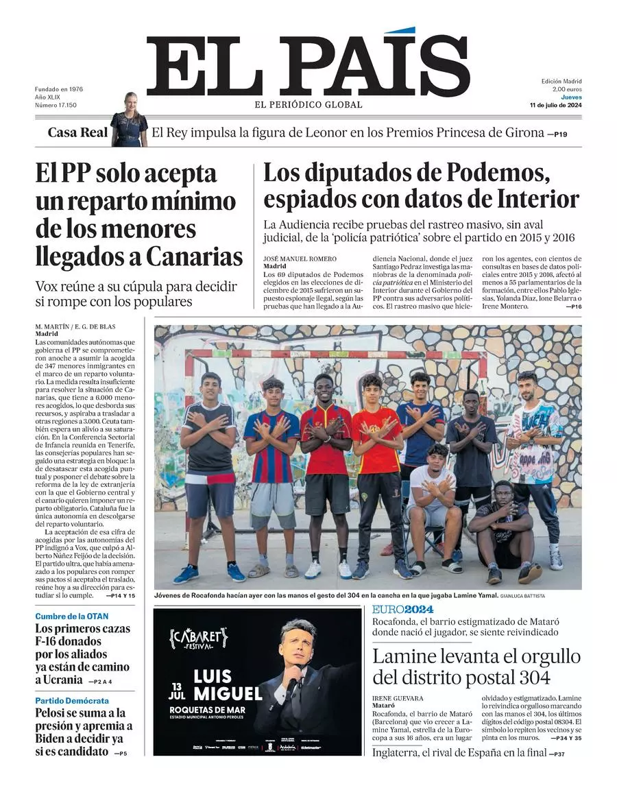 Prima-pagina-el-pais-edizione-di-oggi-11-07-2024