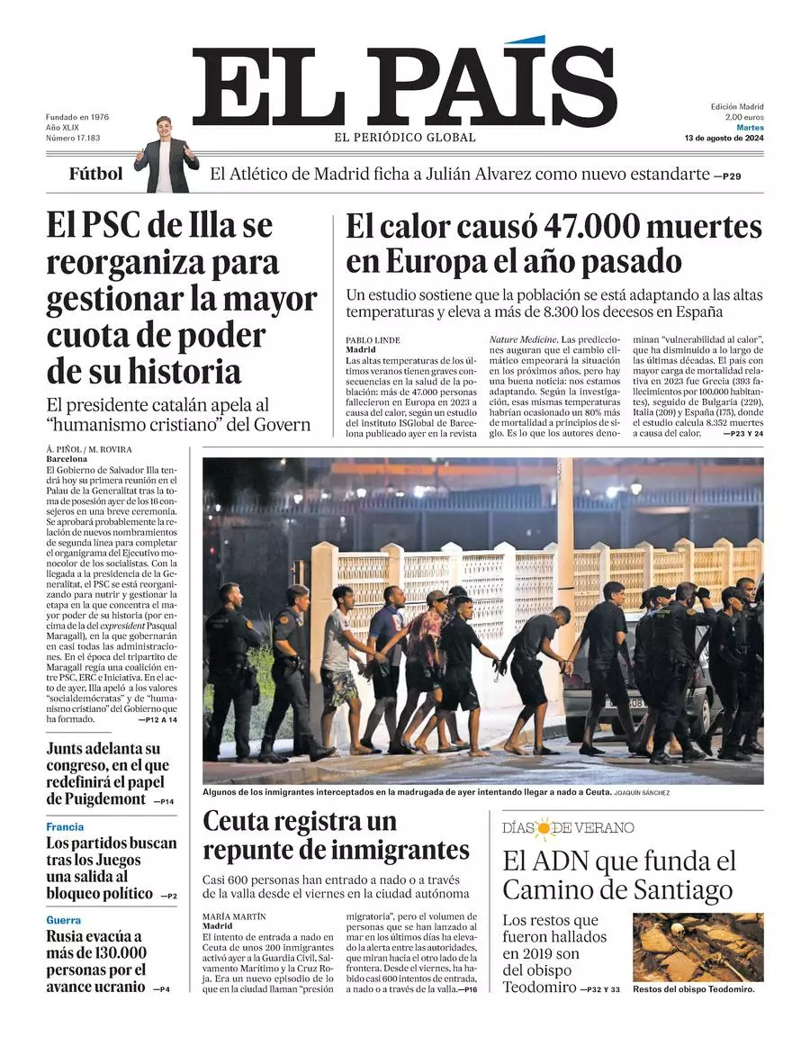 Prima-pagina-el-pais-edizione-di-oggi-13-08-2024