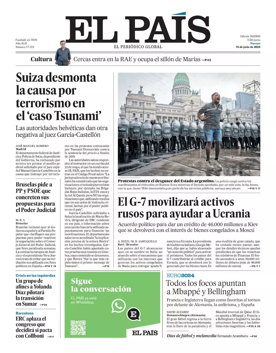 Prima-pagina-el-pais-edizione-di-oggi-14-06-2024