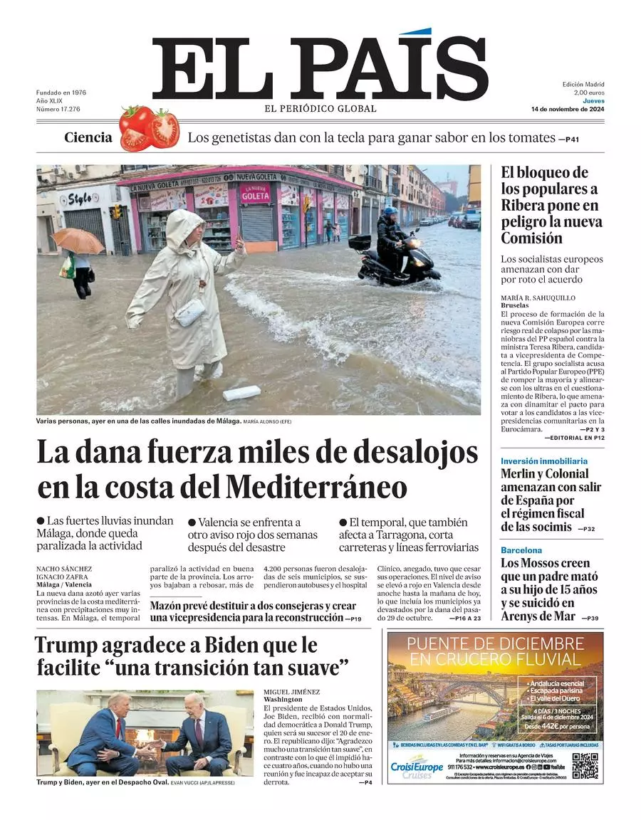 Prima-pagina-el-pais-edizione-di-oggi-14-11-2024