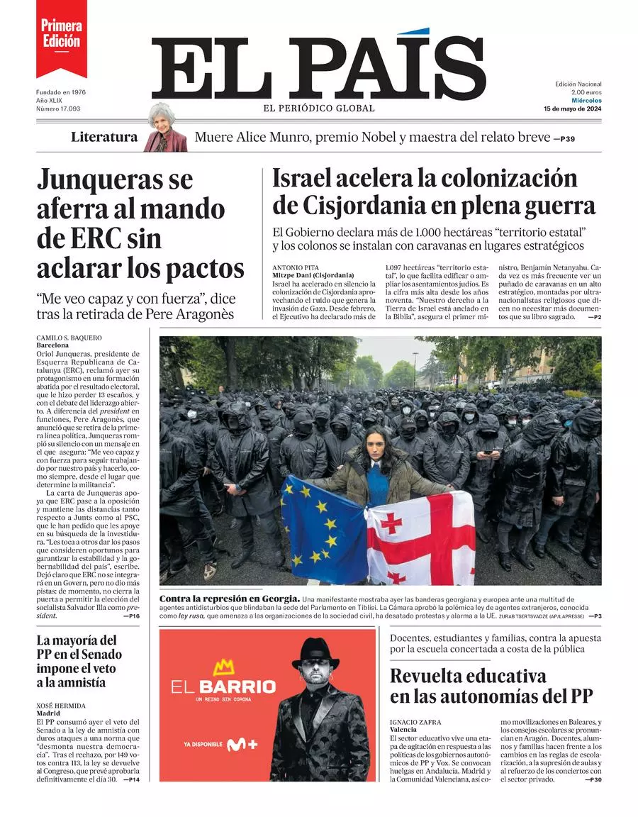 Prima-pagina-el-pais-edizione-di-oggi-15-05-2024