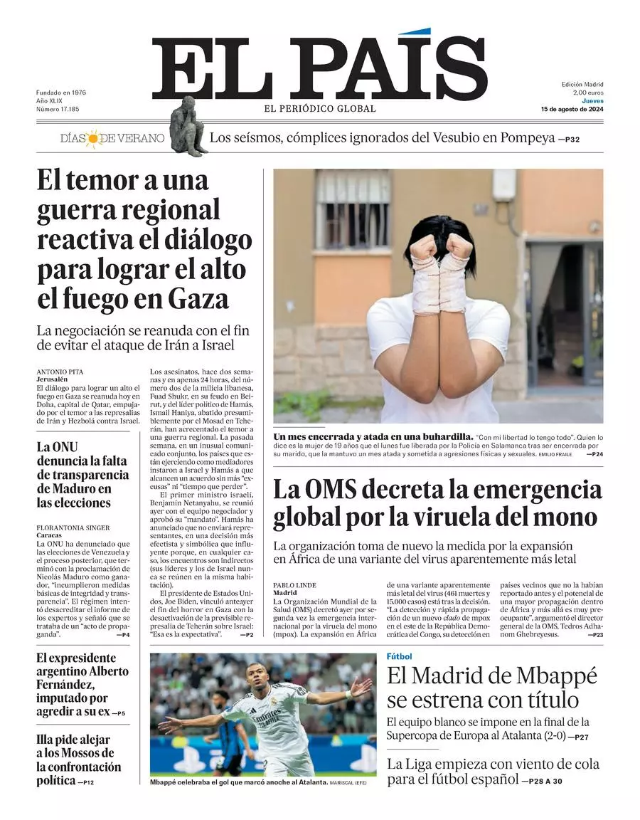 Prima-pagina-el-pais-edizione-di-oggi-15-08-2024