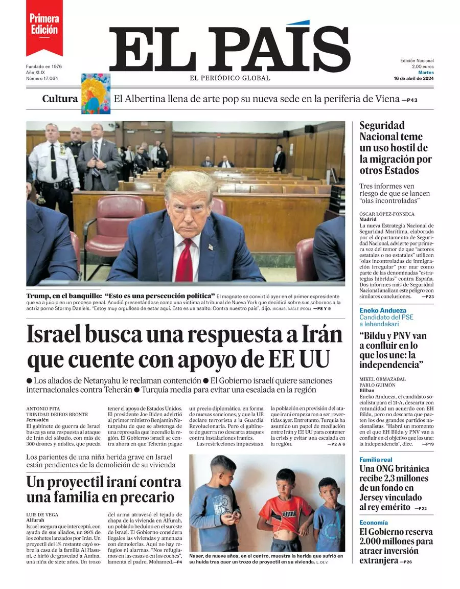 Prima-pagina-el-pais-edizione-di-oggi-16-04-2024