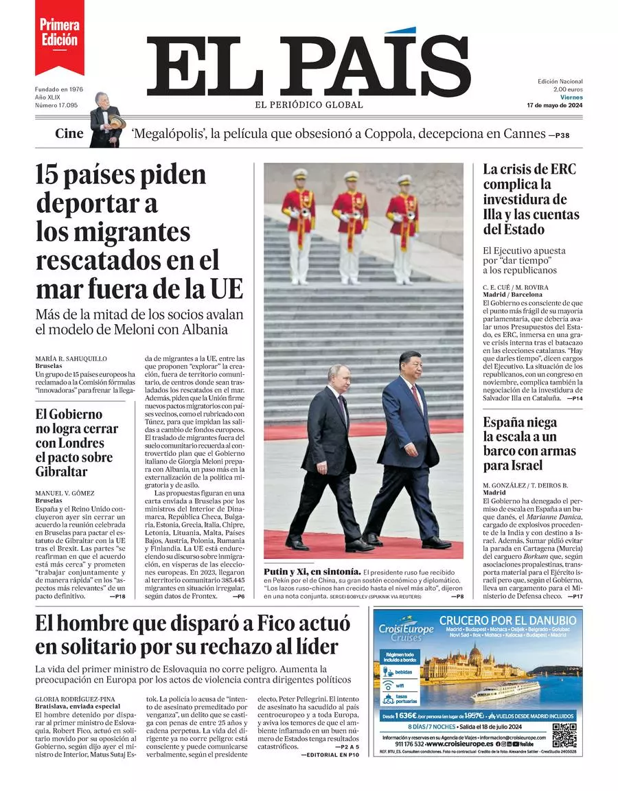 Prima-pagina-el-pais-edizione-di-oggi-17-05-2024