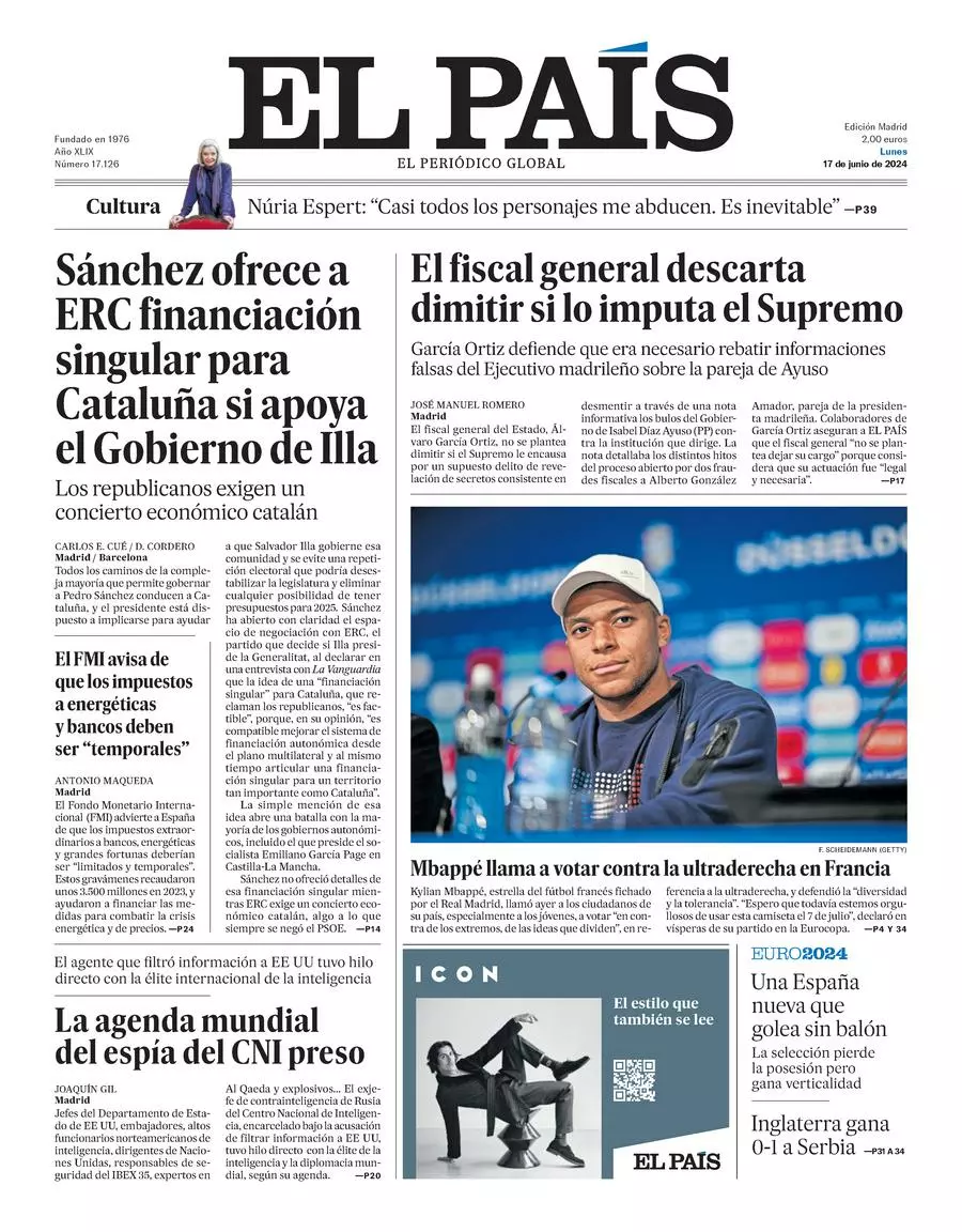 Prima-pagina-el-pais-edizione-di-oggi-17-06-2024