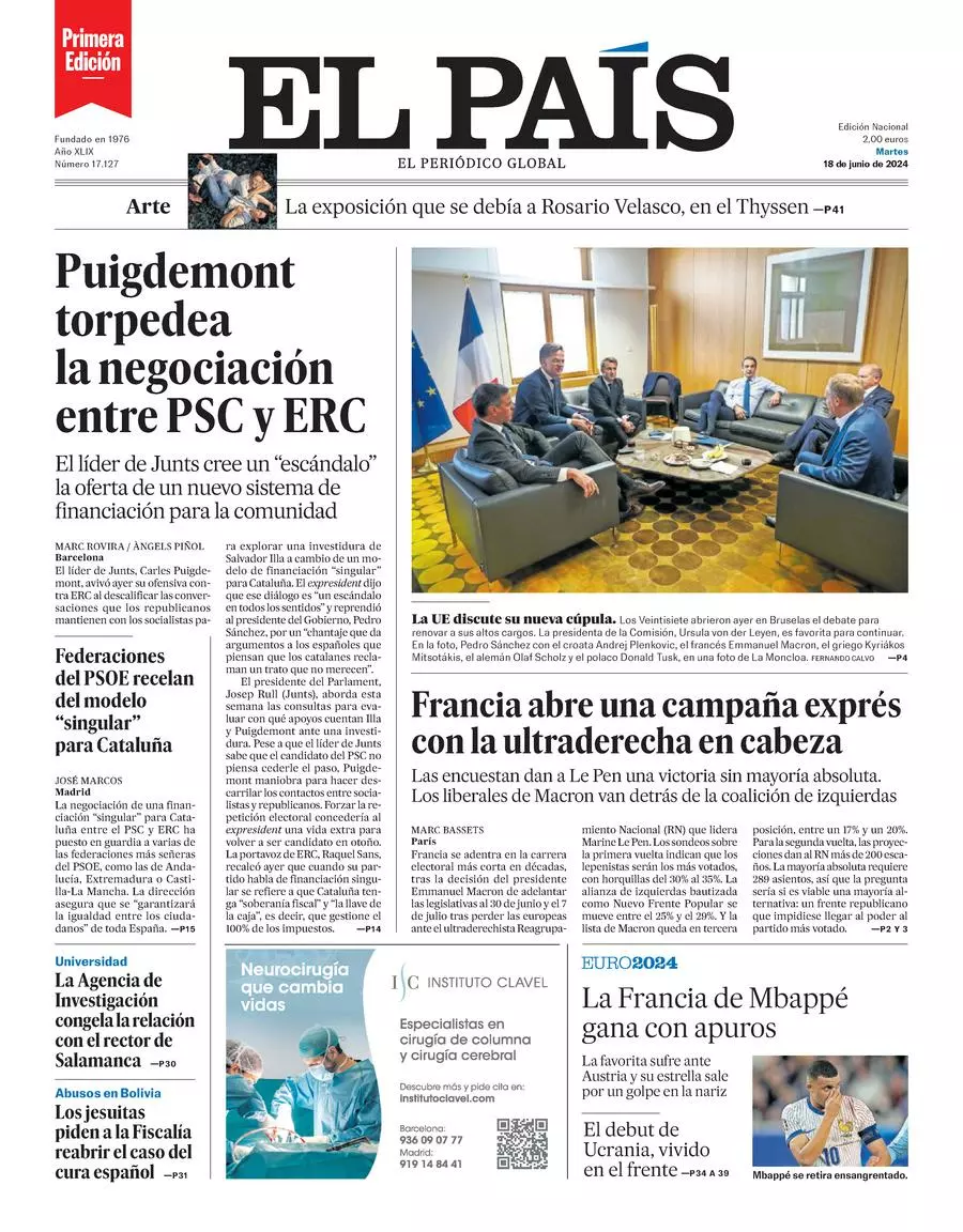 Prima-pagina-el-pais-edizione-di-oggi-18-06-2024