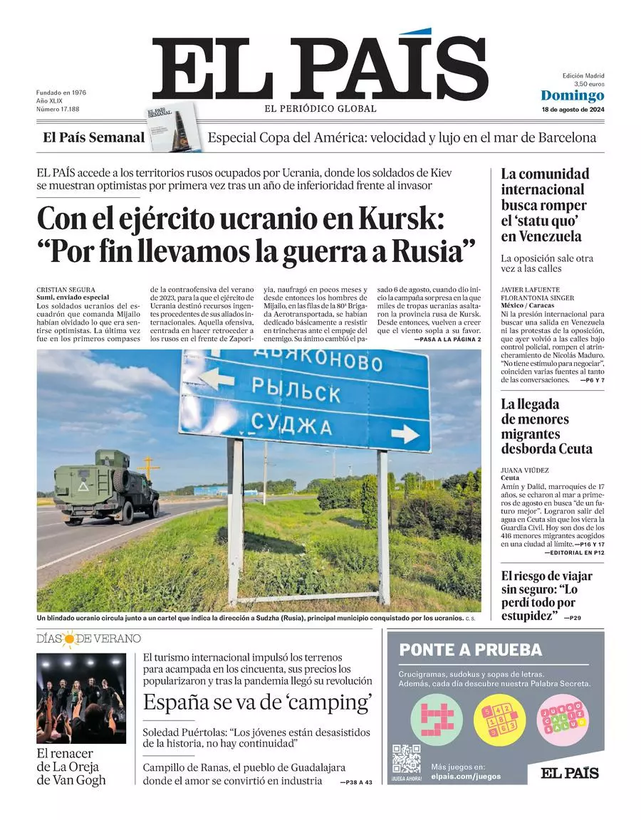 Prima-pagina-el-pais-edizione-di-oggi-18-08-2024