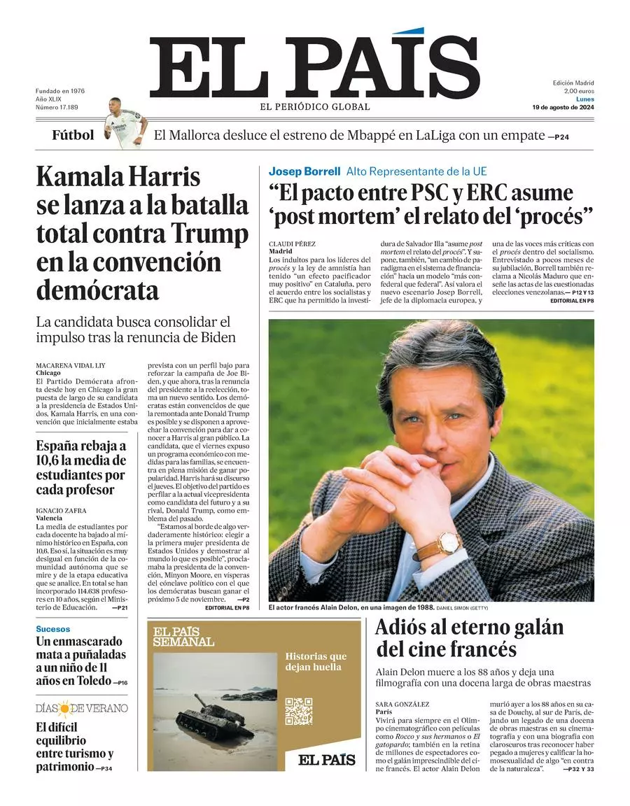 Prima-pagina-el-pais-edizione-di-oggi-19-08-2024