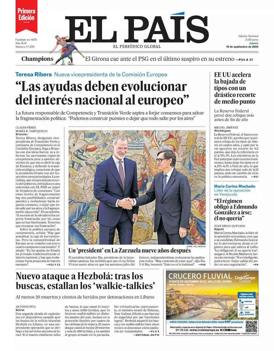 Prima-pagina-el-pais-edizione-di-oggi-19-09-2024