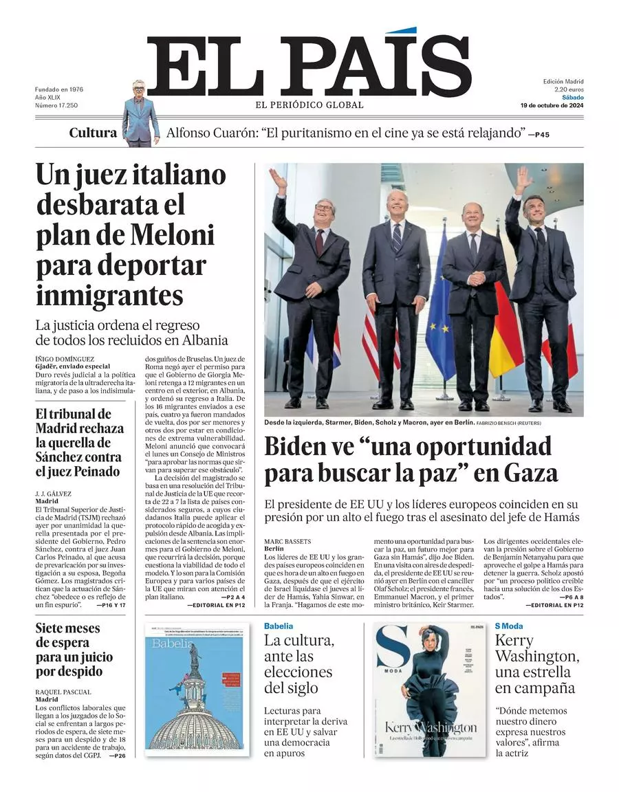 Prima-pagina-el-pais-edizione-di-oggi-19-10-2024