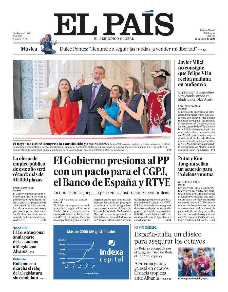 Prima-pagina-el-pais-edizione-di-oggi-20-06-2024