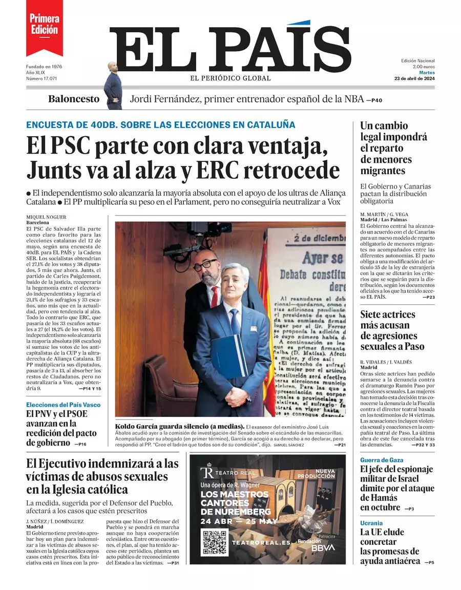 Prima-pagina-el-pais-edizione-di-oggi-23-04-2024