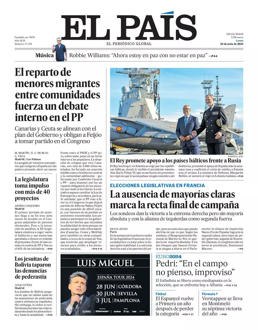 Prima-pagina-el-pais-edizione-di-oggi-24-06-2024