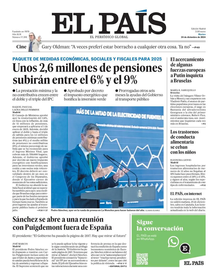 Prima-pagina-el-pais-edizione-di-oggi-24-12-2024