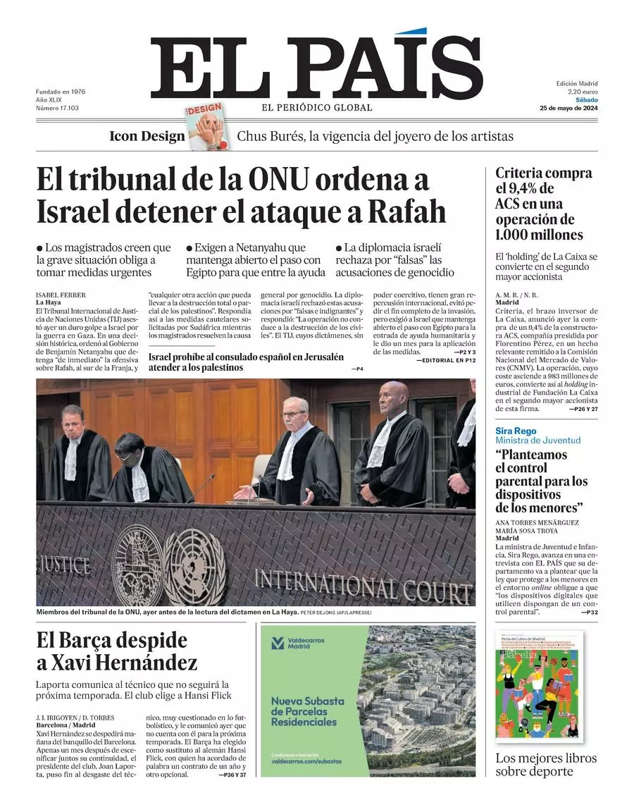 Prima-pagina-el-pais-edizione-di-oggi-25-05-2024