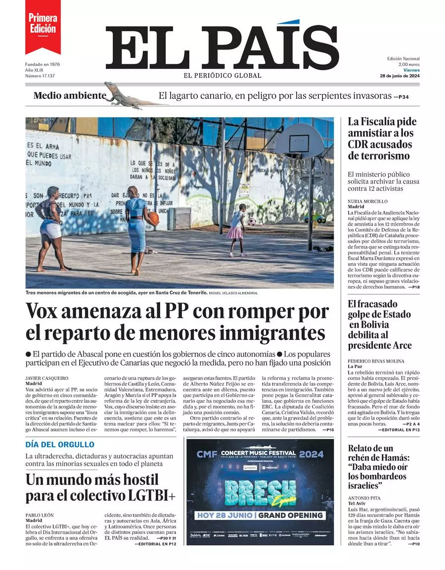 Prima-pagina-el-pais-edizione-di-oggi-28-06-2024