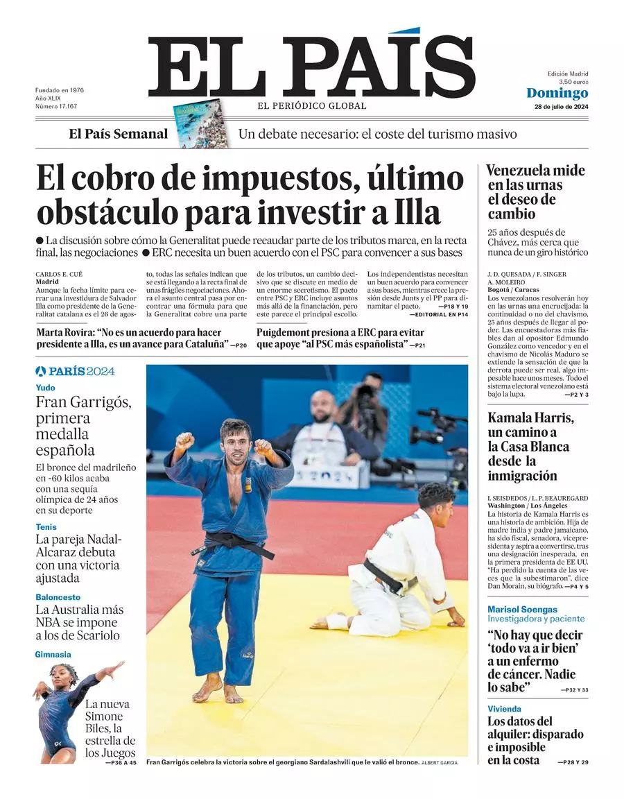 Prima-pagina-el-pais-edizione-di-oggi-28-07-2024