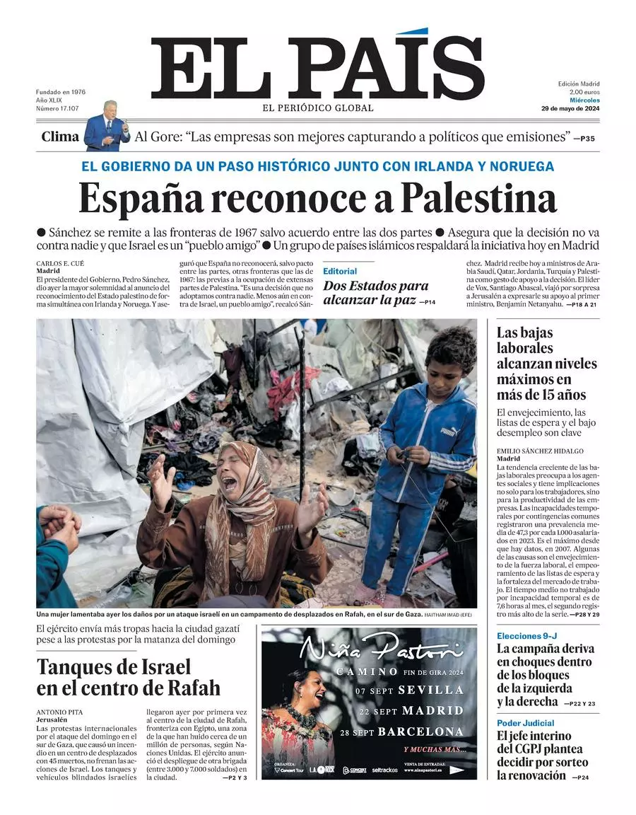 Prima-pagina-el-pais-edizione-di-oggi-29-05-2024