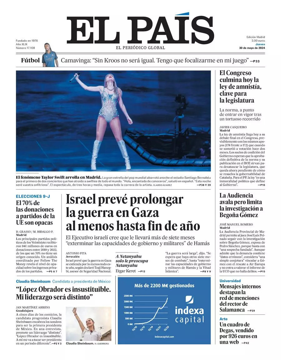 Prima-pagina-el-pais-edizione-di-oggi-30-05-2024