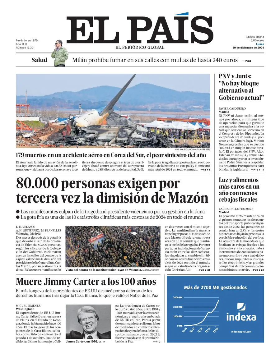 Prima-pagina-el-pais-edizione-di-oggi-30-12-2024