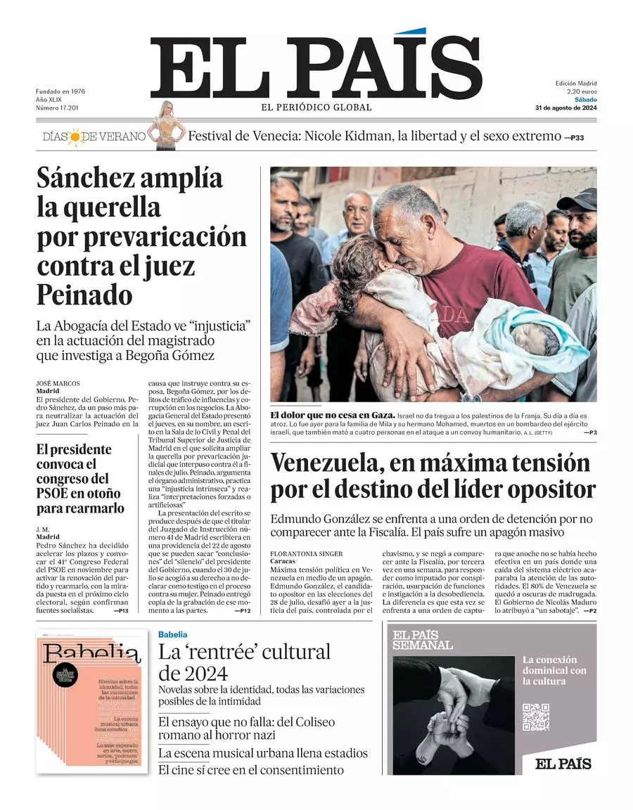 Prima-pagina-el-pais-edizione-di-oggi-31-08-2024