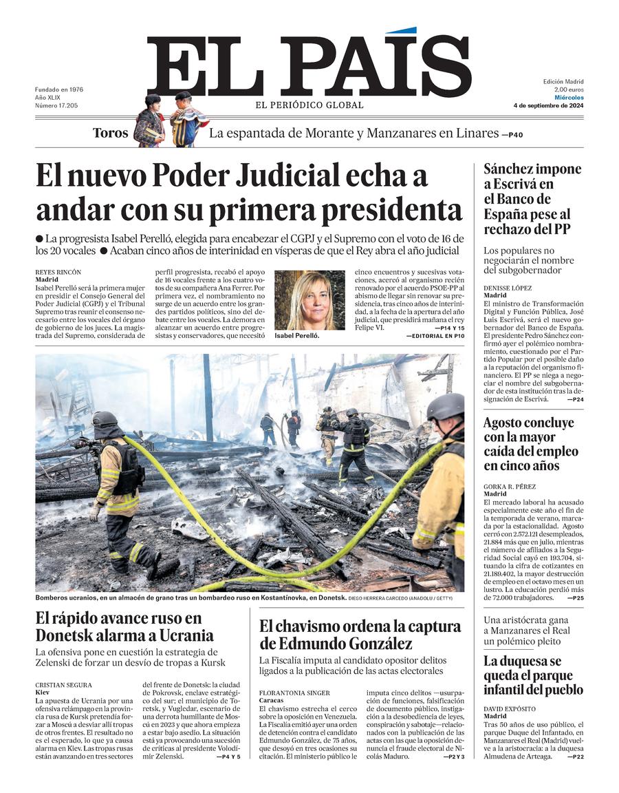 Prima-pagina-el-pais-edizione-di-oggi-2024-09-04