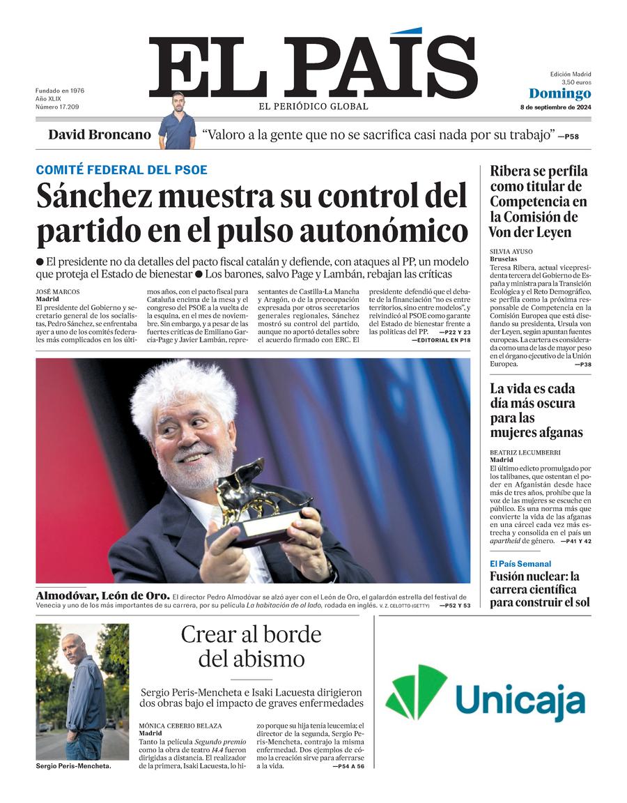 Prima-pagina-el-pais-edizione-di-oggi-2024-09-08