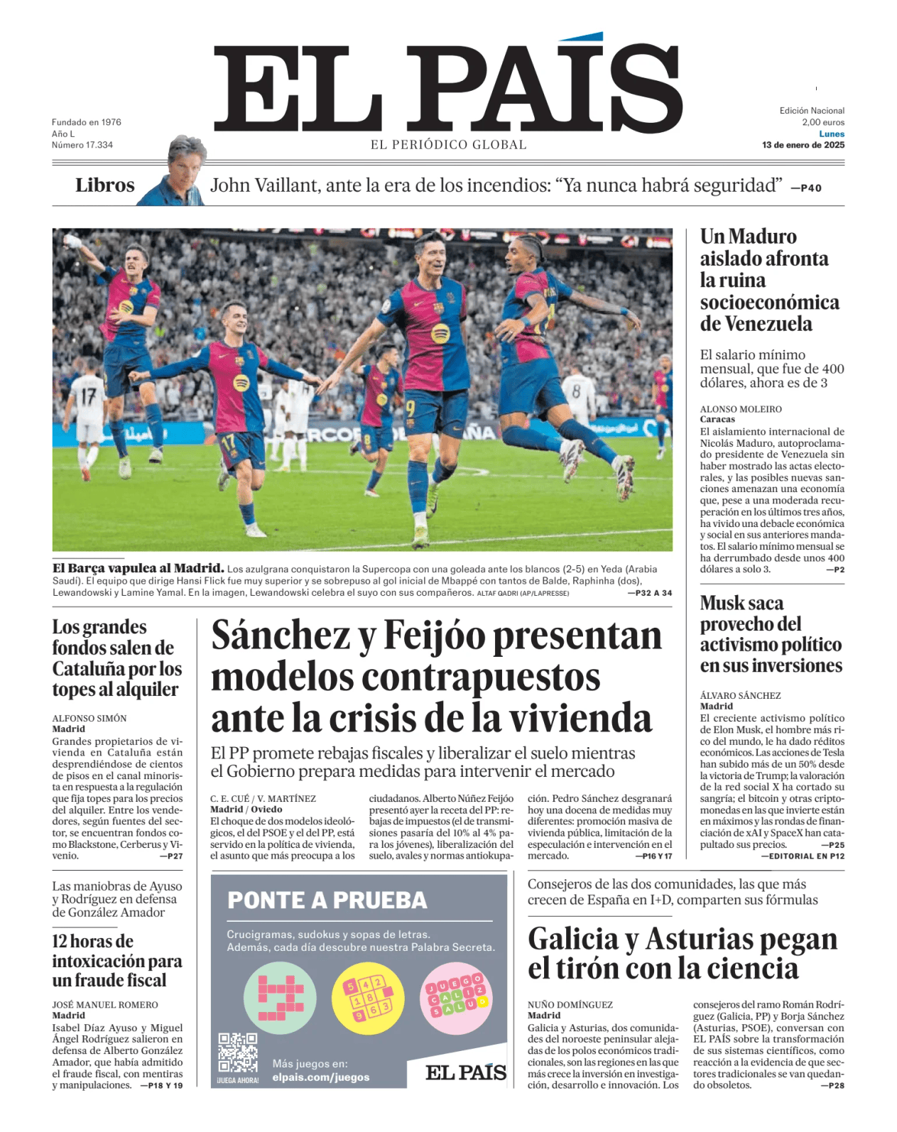 Prima-pagina-el-pais-sport-oggi-edizione-di-oggi-20250113