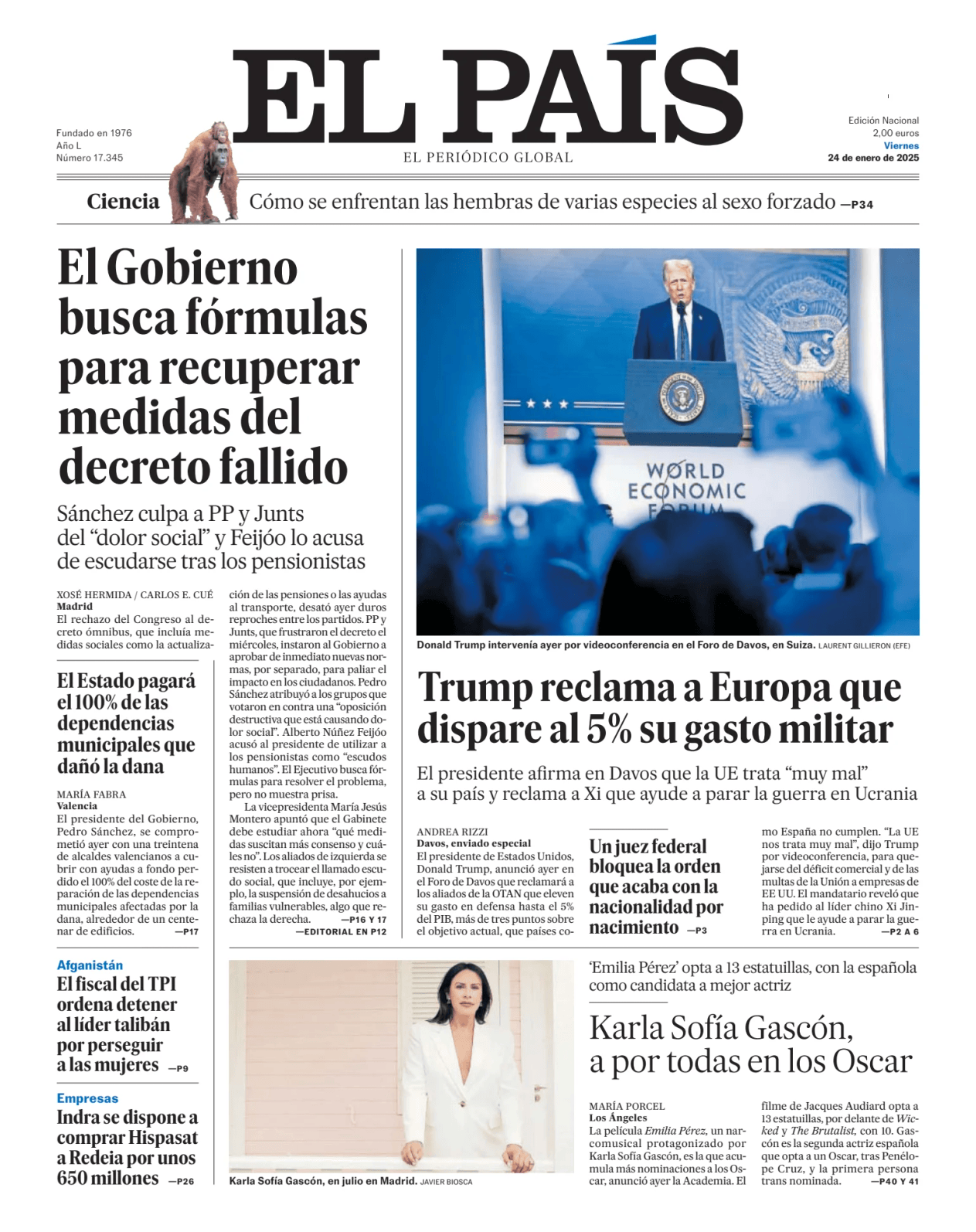 Prima-pagina-el-pais-sport-oggi-edizione-di-oggi-20250124