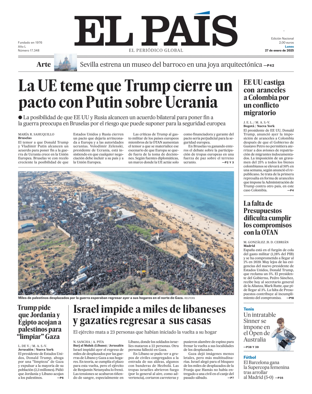 Prima-pagina-el-pais-sport-oggi-edizione-di-oggi-20250127