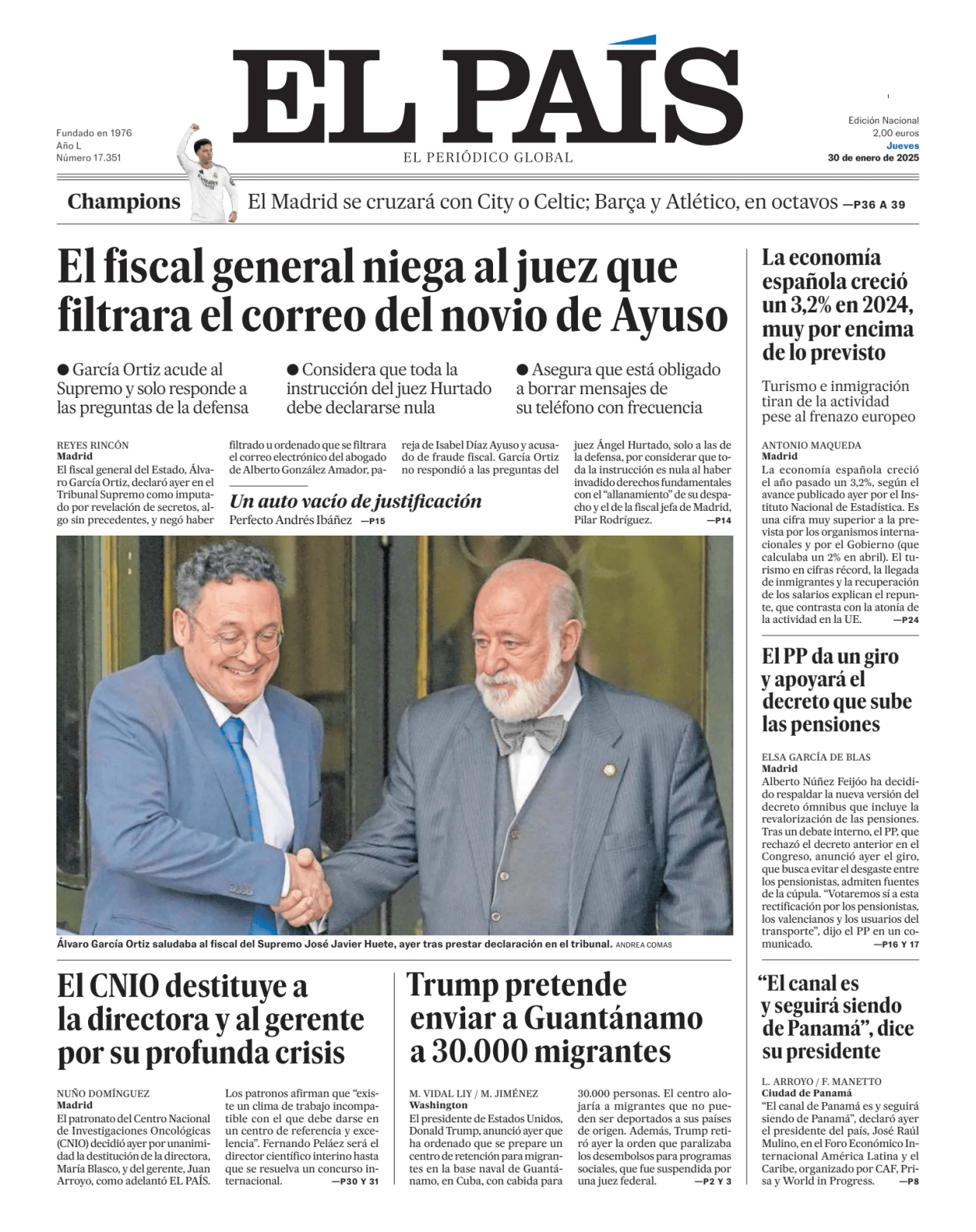 Prima-pagina-el-pais-sport-oggi-edizione-di-oggi-20250130