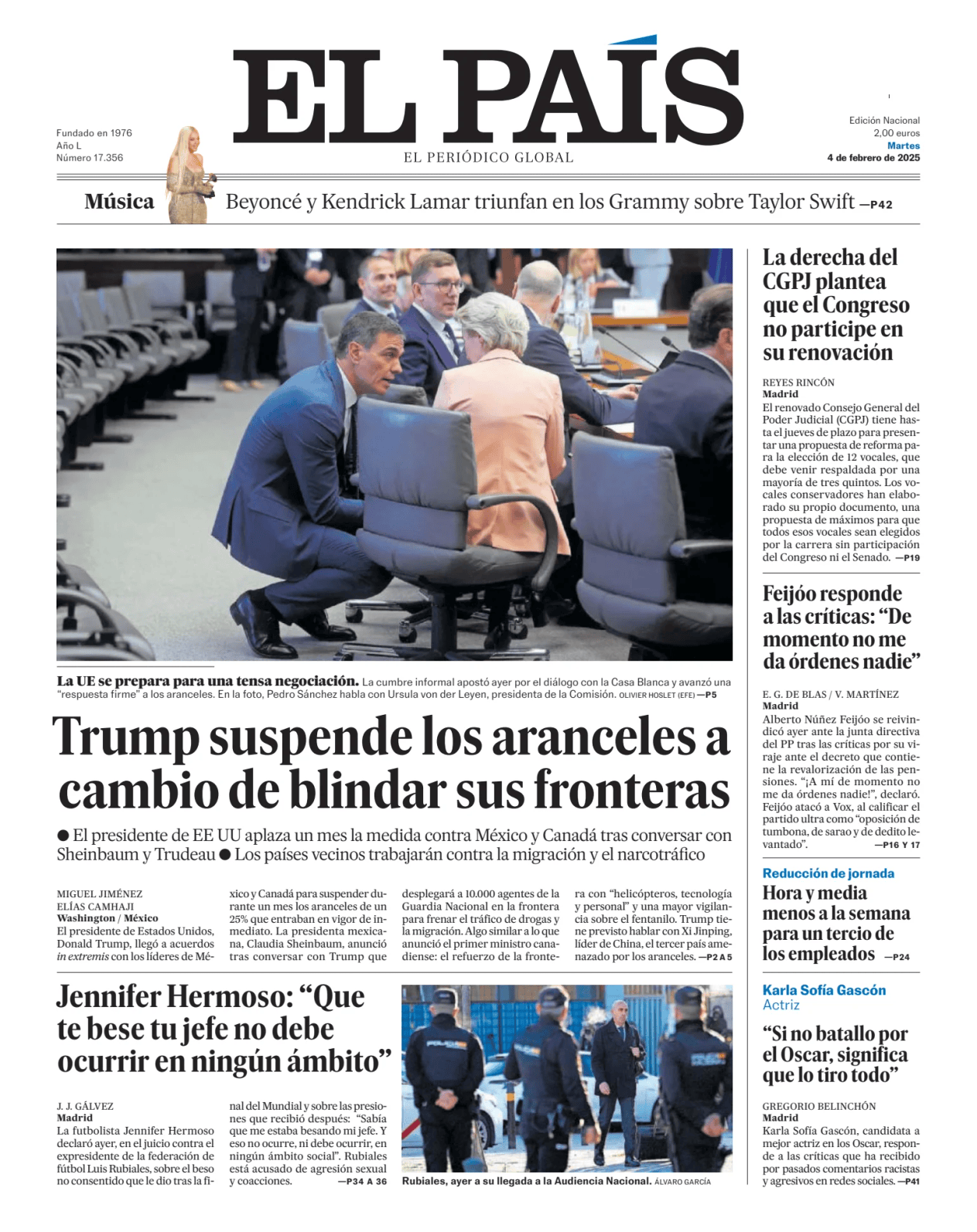 Prima-pagina-el-pais-sport-oggi-edizione-di-oggi-20250204