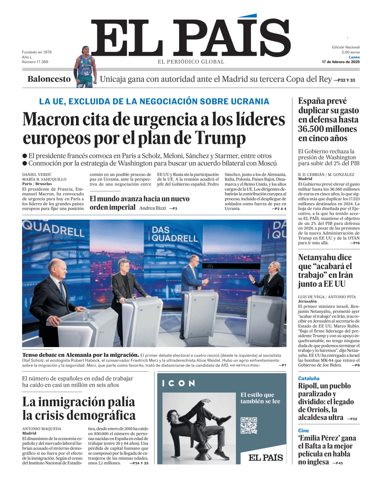 Prima-pagina-el-pais-sport-oggi-edizione-di-oggi-20250217