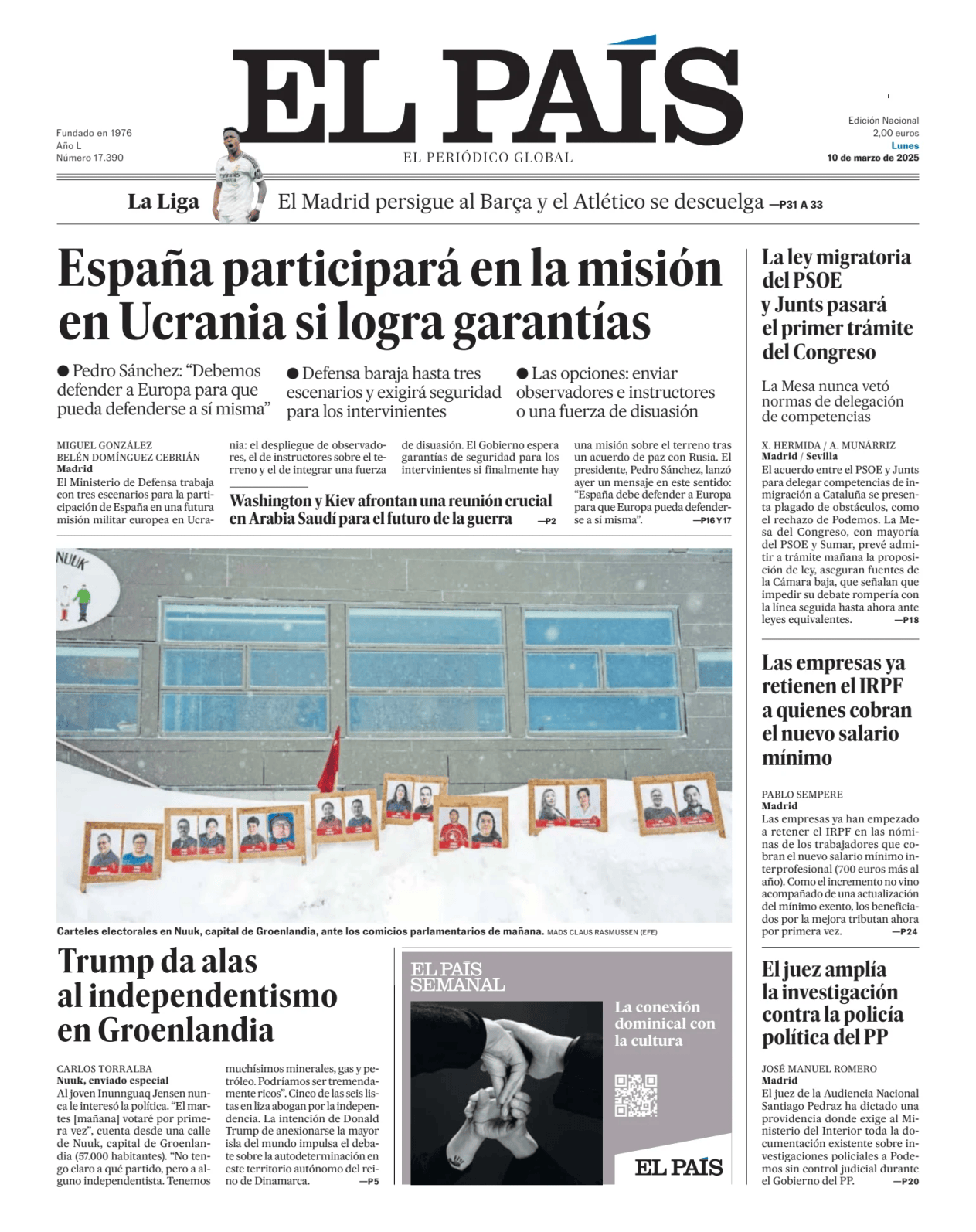 Prima-pagina-el-pais-sport-oggi-edizione-di-oggi-20250310