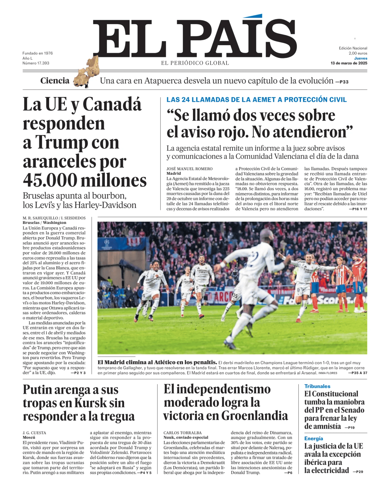 Prima-pagina-el-pais-sport-oggi-edizione-di-oggi-20250313