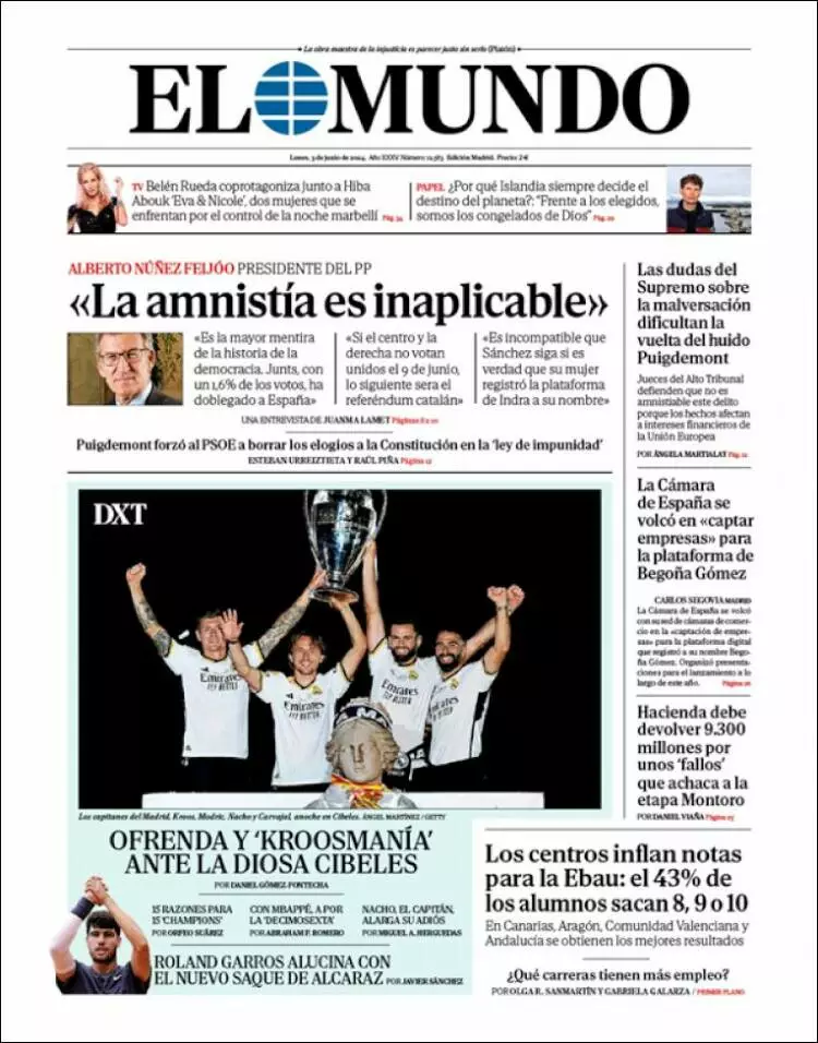 Prima-pagina-elmundo-edizione-di-oggi-03-06-2024