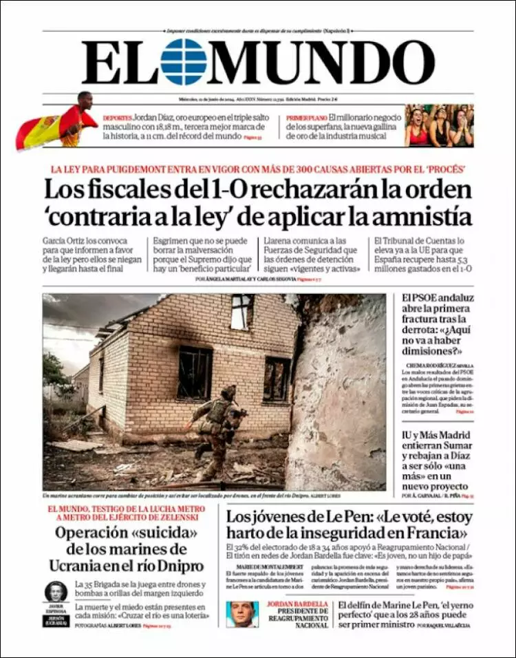 Prima-pagina-elmundo-edizione-di-oggi-2024-06-12