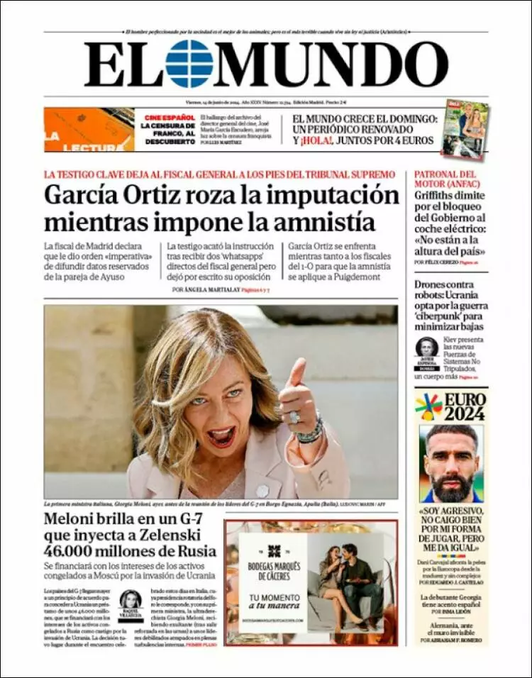 Prima-pagina-elmundo-edizione-di-oggi-2024-06-14