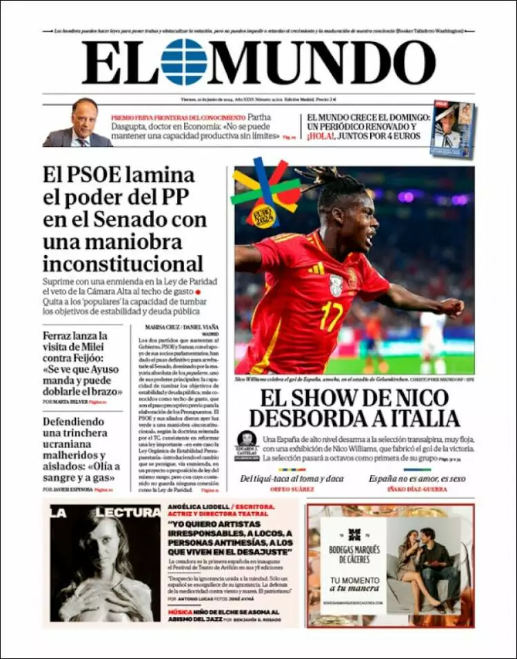 Prima-pagina-elmundo-edizione-di-oggi-2024-06-21