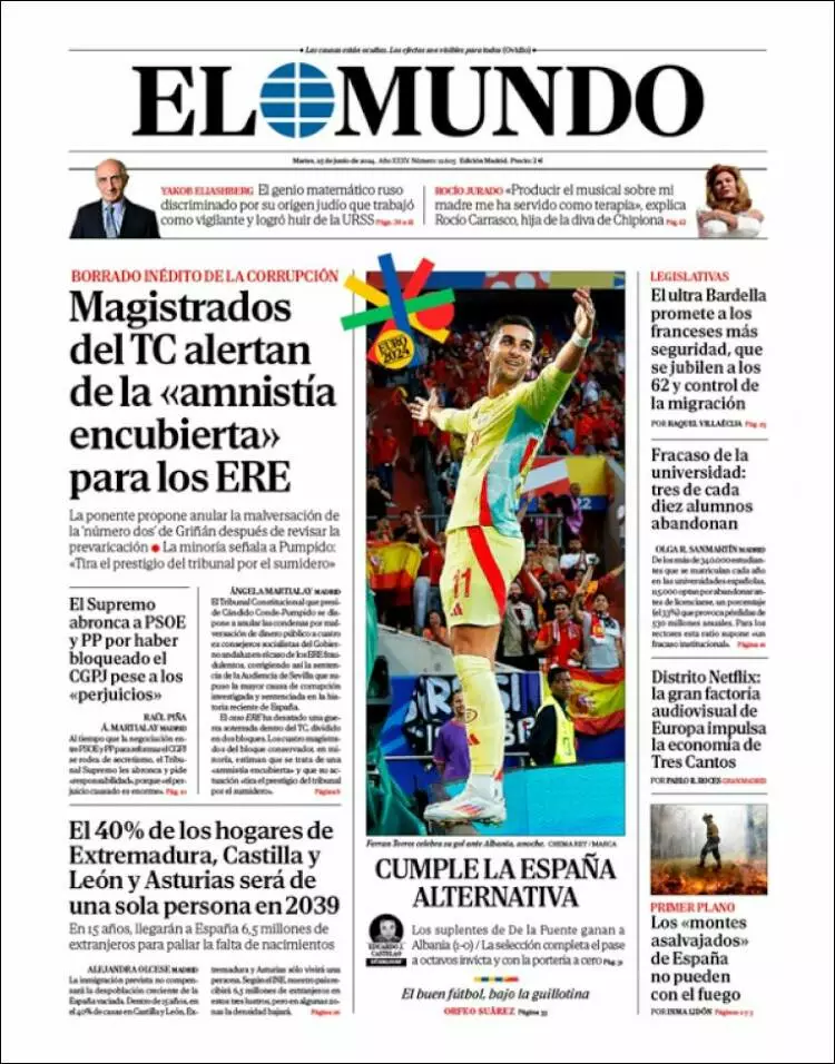 Prima-pagina-elmundo-edizione-di-oggi-2024-06-25