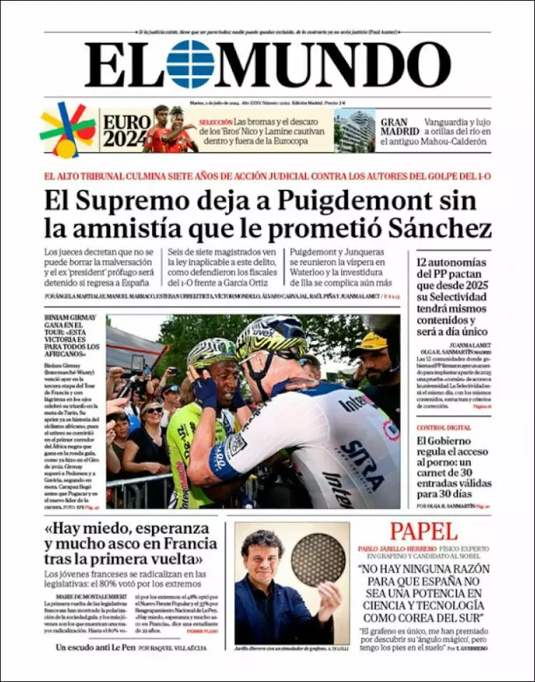 Prima-pagina-elmundo-edizione-di-oggi-2024-07-02