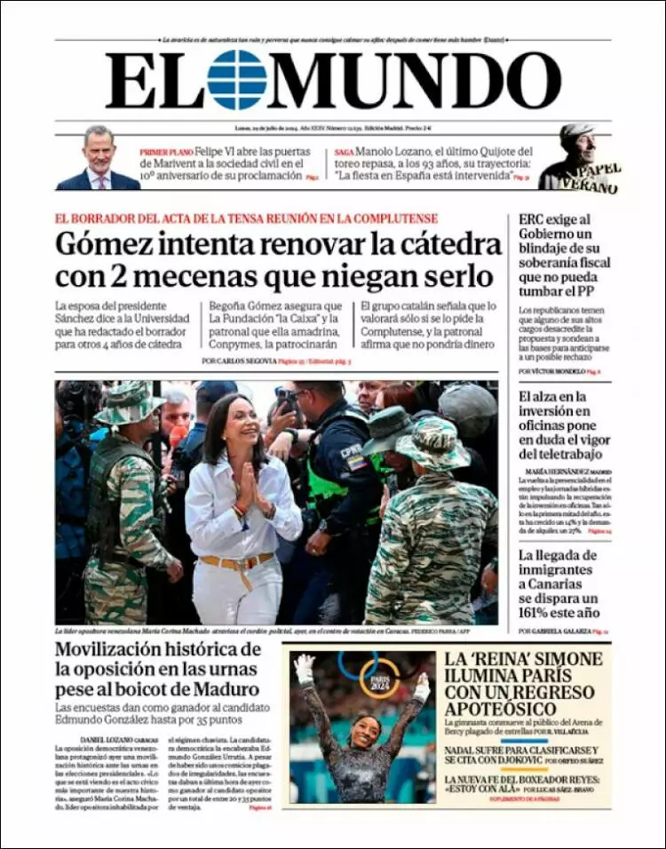 Prima-pagina-elmundo-edizione-di-oggi-2024-07-29