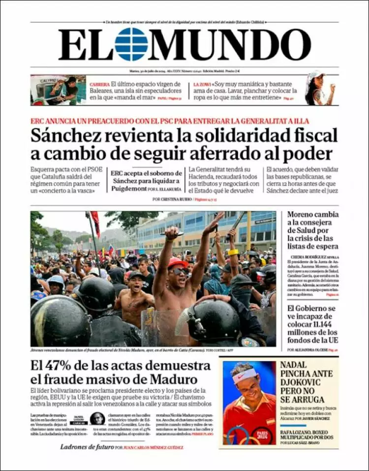 Prima-pagina-elmundo-edizione-di-oggi-2024-07-30