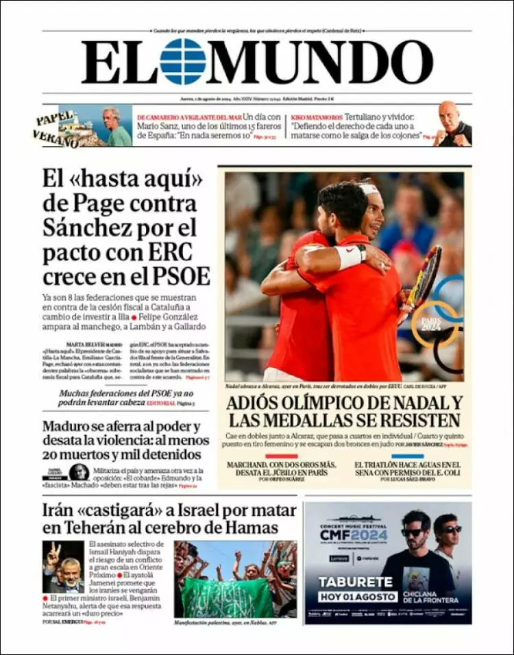 Prima-pagina-elmundo-edizione-di-oggi-2024-08-01