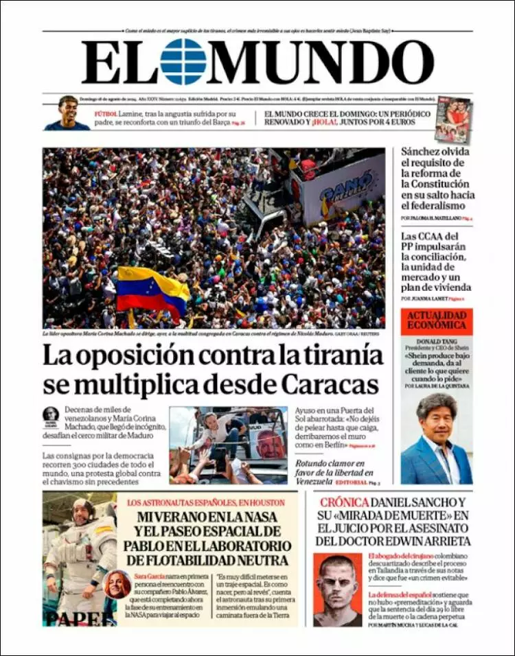 Prima-pagina-elmundo-edizione-di-oggi-2024-08-18